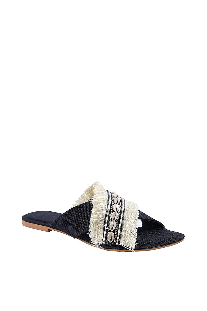 Black & White Embroidered Flats by Preet Kaur