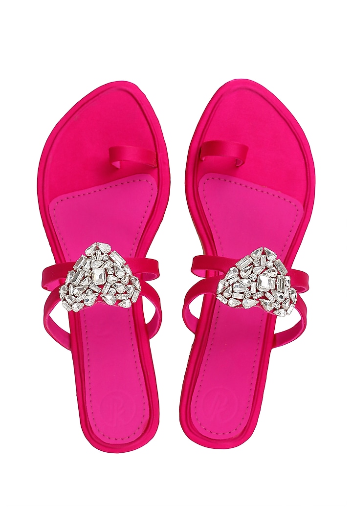 Pink Embroidered Flats by Preet Kaur