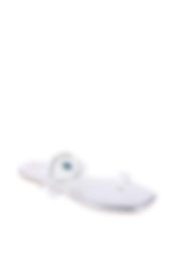 Silver Hand Embroidered Flats by Preet Kaur at Pernia's Pop Up Shop