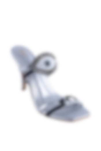 Silver Evil Eye Hand Embroidered Heels by Preet Kaur at Pernia's Pop Up Shop