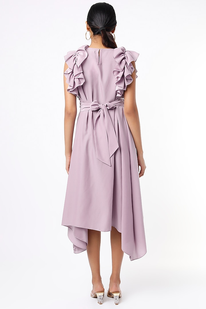 Lilac Ruffled Satin Summer Dress by Pranati Kejriwal at Pernia's Pop Up Shop
