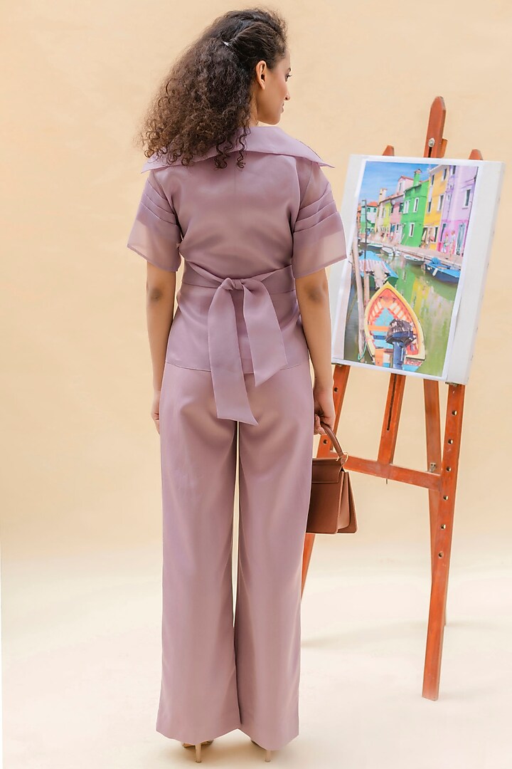 Mauve Organza Overlap Wrap Top by Pranati Kejriwal at Pernia's Pop Up Shop