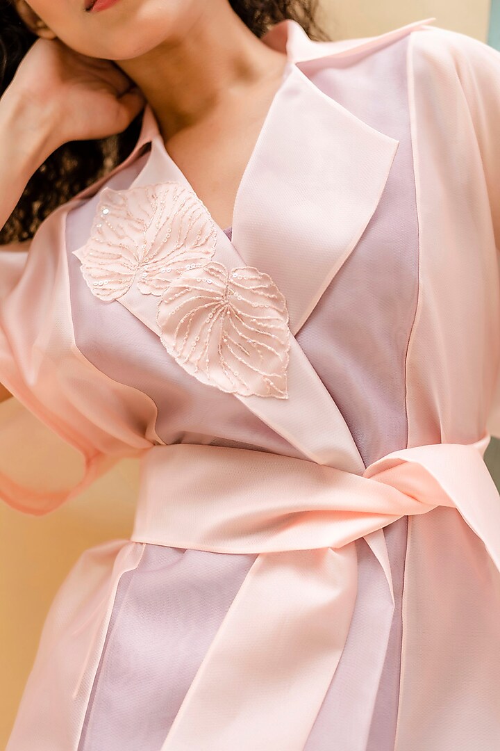 Blush Pink Sheer Two-Tone Crepe & Organza Vacation Dress by Pranati Kejriwal at Pernia's Pop Up Shop