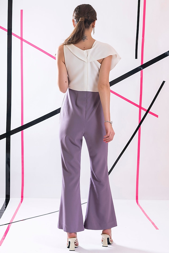 White Crepe Draped Jumpsuit by Pranati Kejriwal at Pernia's Pop Up Shop