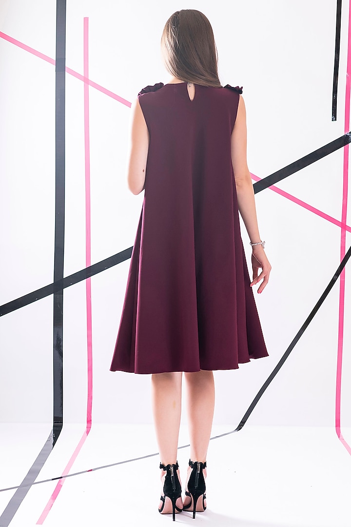 Wine Crepe A-line Summer Dress by Pranati Kejriwal at Pernia's Pop Up Shop