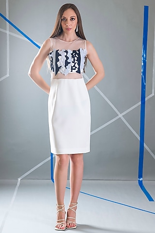 White Crepe Dress by Pranati Kejriwal