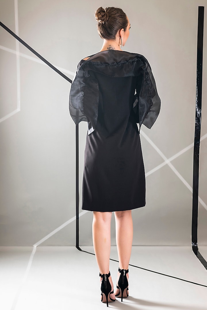 Black Crepe & Organza Summer Dress by Pranati Kejriwal at Pernia's Pop Up Shop