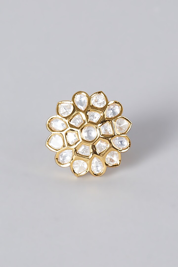 Gold Finish Kundan Polki Ring  by Preeti Mohan at Pernia's Pop Up Shop
