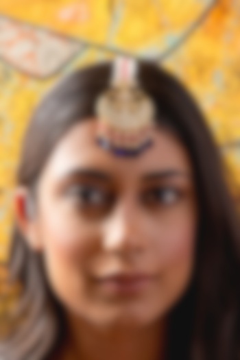 Gold Finish Kundan Polki Maang Tikka by Preeti Mohan at Pernia's Pop Up Shop
