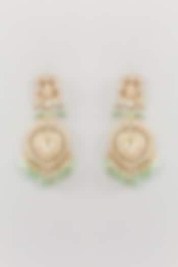 Gold Finish Kundan Polki & Fluorite Dangler Earrings by Preeti Mohan at Pernia's Pop Up Shop