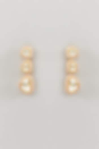 Gold Finish Moissanite Polki Dangler Earrings by Preeti Mohan