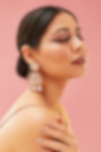 Gold Finish Green Kundan Polki Dangler Earrings by Preeti Mohan at Pernia's Pop Up Shop