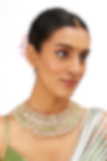 Gold Finish Kundan Polki & Fluorite Necklace by Preeti Mohan at Pernia's Pop Up Shop