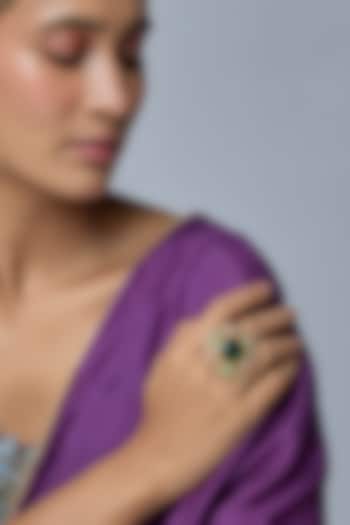 Gold Finish Kundan Polki & Multi-Colored Stone Ring by Preeti Mohan at Pernia's Pop Up Shop