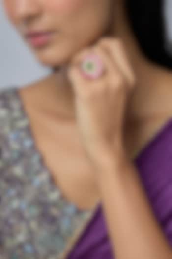 Gold Finish Ruby Stone Ring by Preeti Mohan at Pernia's Pop Up Shop