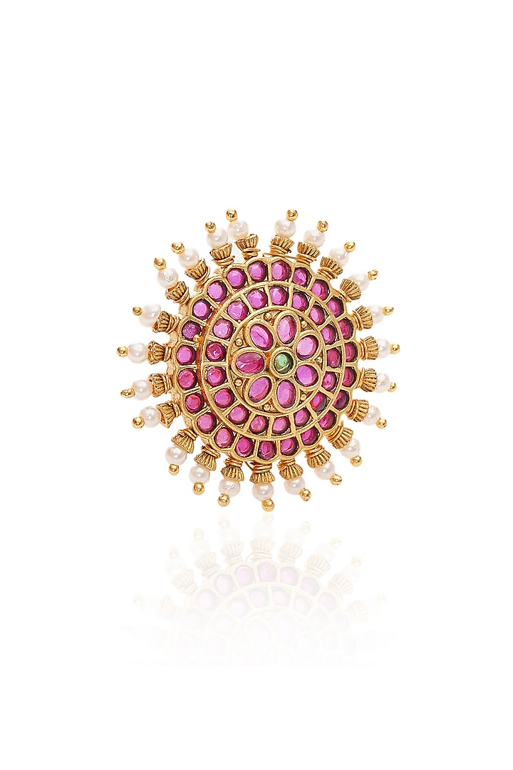 Gold Plated Pink Stone Ring by Preeti Mohan at Pernia's Pop Up Shop