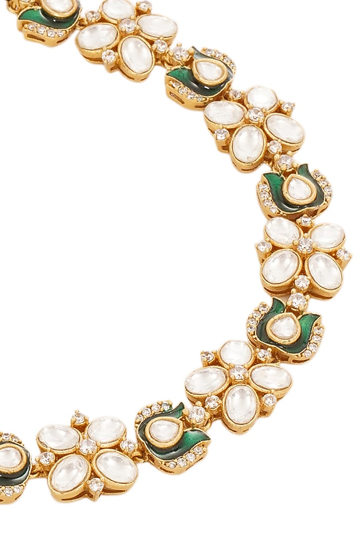 Gold Plated Green Stone Sheesh Patti by Preeti Mohan at Pernia's Pop Up Shop