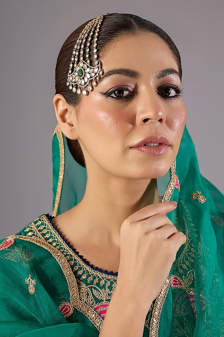 Gold Finish Kundan Polki Passa by Preeti Mohan at Pernia's Pop Up Shop