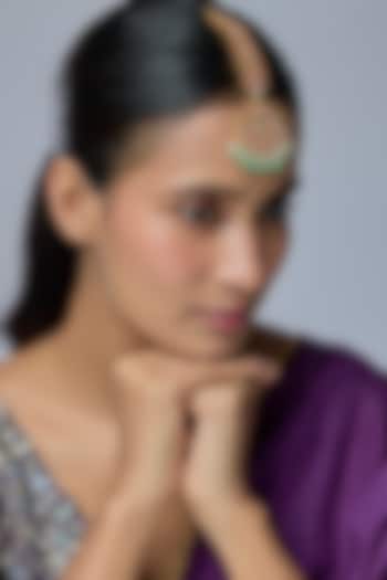 Gold Finish Kundan Polki & Multi-Colored Stone Maangtikka by Preeti Mohan at Pernia's Pop Up Shop