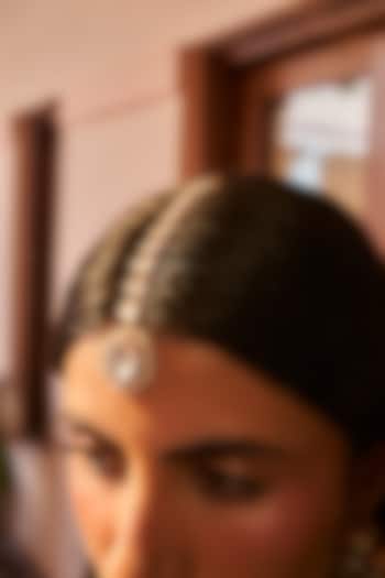 Gold Plated White Stone Maangtikka by Preeti Mohan at Pernia's Pop Up Shop