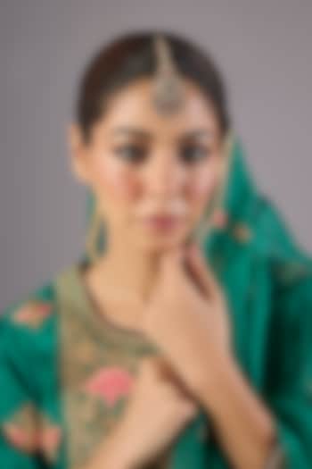 Antique Gold Finish Kundan Polki & Pearl Maangtikka by Preeti Mohan at Pernia's Pop Up Shop