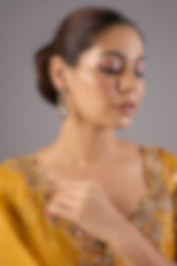 Antique Gold Finish Kundan Polki & Pearl Dangler Earrings by Preeti Mohan at Pernia's Pop Up Shop