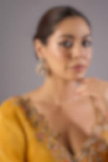 Antique Gold Finish Kundan Polki & Pearl Dangler Earrings by Preeti Mohan at Pernia's Pop Up Shop