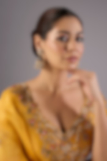 Antique Gold Finish Kundan Polki & Pearl Dangler Earrings by Preeti Mohan at Pernia's Pop Up Shop