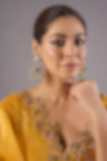 Antique Gold Finish Kundan Polki & Pearl Dangler Earrings by Preeti Mohan at Pernia's Pop Up Shop