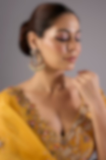 Antique Gold Finish Kundan Polki & Pearl Dangler Earrings by Preeti Mohan at Pernia's Pop Up Shop