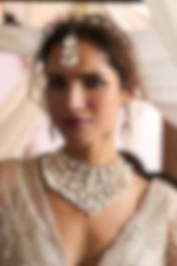 Gold Plated White Pearl Necklace Set by Preeti Mohan at Pernia's Pop Up Shop