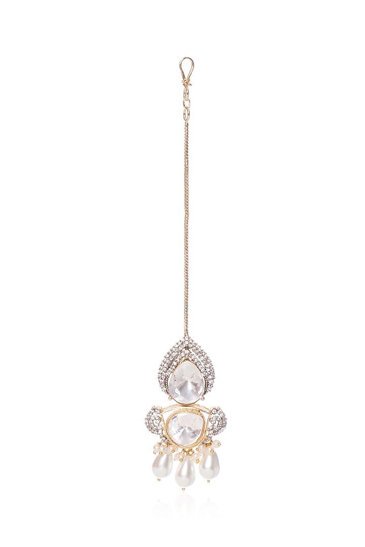Gold Plated White Pearl Necklace Set by Preeti Mohan at Pernia's Pop Up Shop