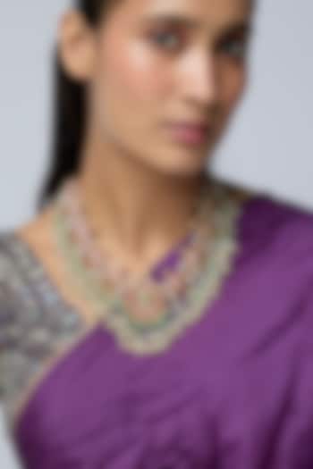 Gold Finish Kundan Polki & Multi-Colored Stone Necklace by Preeti Mohan at Pernia's Pop Up Shop
