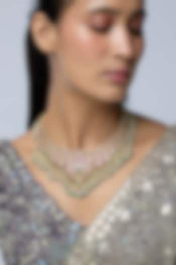 Gold Finish Kundan Polki & Multi-Colored Stone Necklace by Preeti Mohan at Pernia's Pop Up Shop