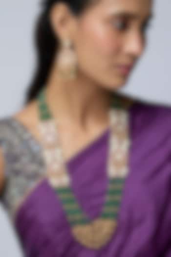 Gold Finish Kundan Polki & Multi-Colored Stone Necklace Set by Preeti Mohan at Pernia's Pop Up Shop