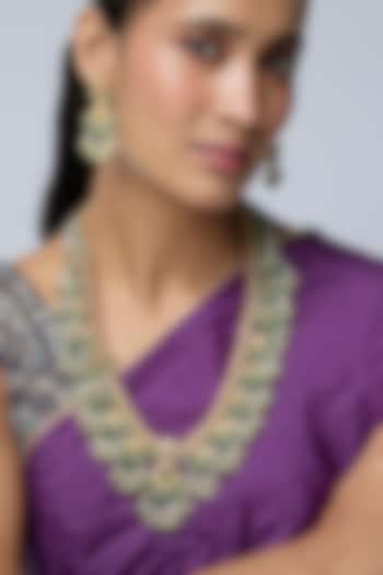 Gold Finish Kundan Polki & Multi-Colored Stone Necklace Set by Preeti Mohan at Pernia's Pop Up Shop