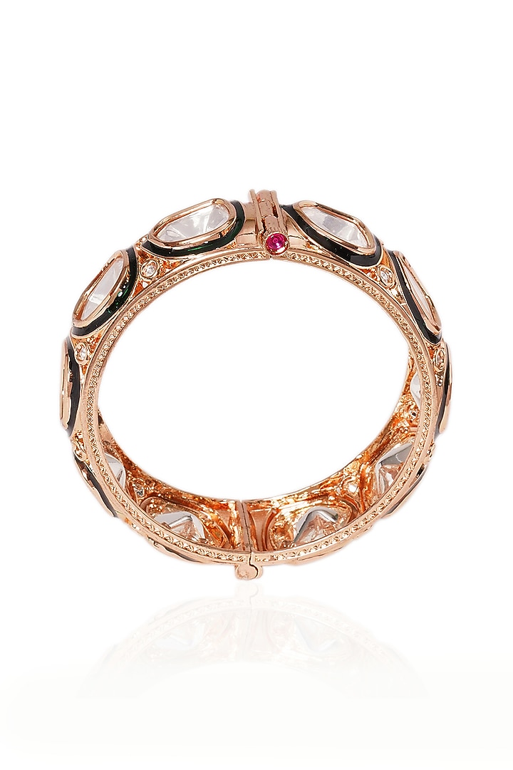 Gold Plated Green Stone Bangles (Set Of 2) by Preeti Mohan at Pernia's Pop Up Shop
