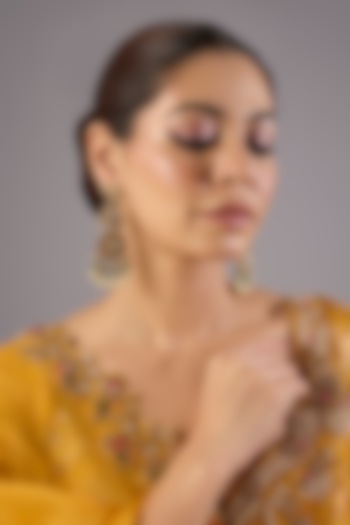 Antique Gold Finish Kundan Polki & Pearl Dangler Earrings by Preeti Mohan at Pernia's Pop Up Shop