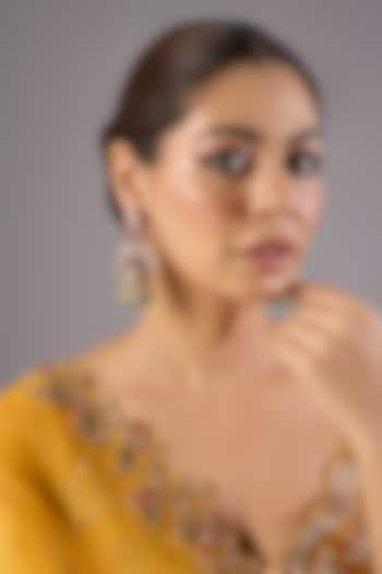 Antique Gold Finish Kundan Polki & Pearl Dangler Earrings by Preeti Mohan at Pernia's Pop Up Shop