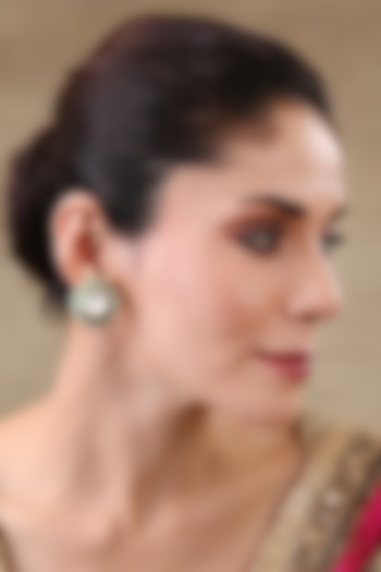 Gold Plated Green Zircon Stud Earrings by Preeti Mohan at Pernia's Pop Up Shop