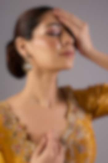 Antique Gold Finish Kundan Polki & Pearl Dangler Earrings by Preeti Mohan at Pernia's Pop Up Shop