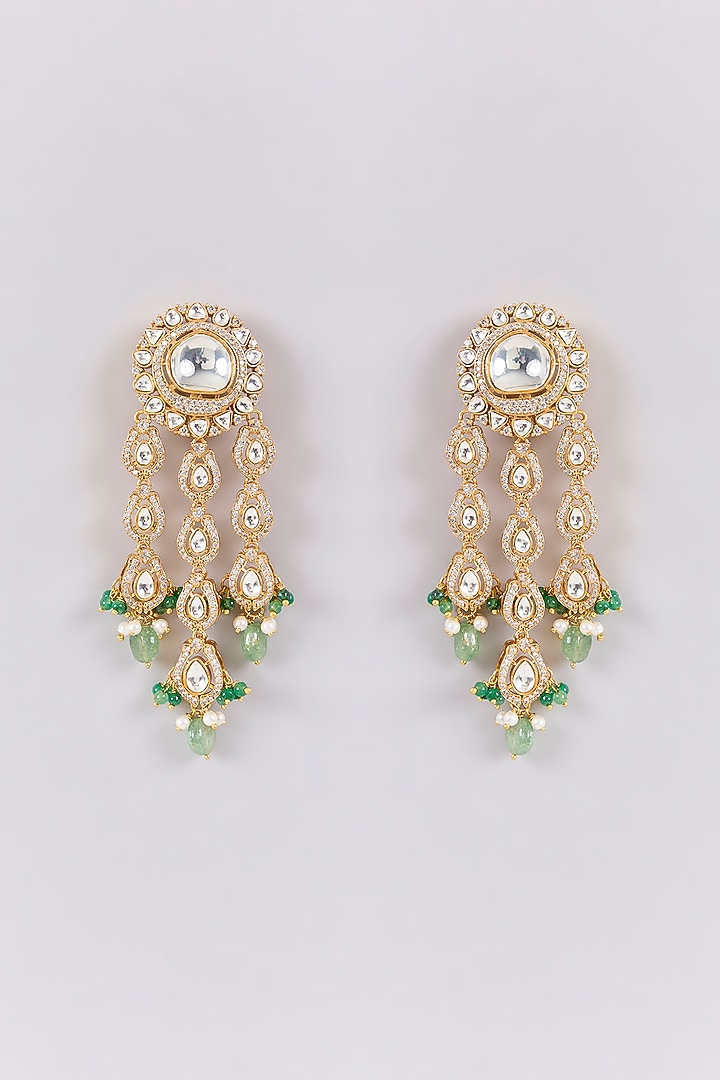Antique Gold Finish Kundan Polki & Pearl Necklace Set by Preeti Mohan at Pernia's Pop Up Shop