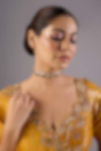 Antique Gold Finish Kundan Polki & Pearl Necklace by Preeti Mohan at Pernia's Pop Up Shop