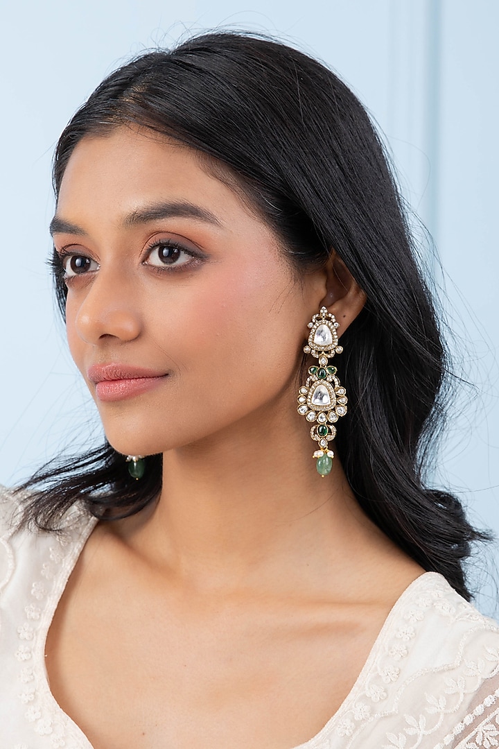 Gold Plated Green Onyx & Pearl Necklace Set by Preeti Mohan at Pernia's Pop Up Shop