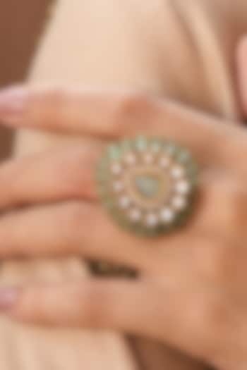 Gold Plated Mint Stone Ring by Preeti Mohan at Pernia's Pop Up Shop
