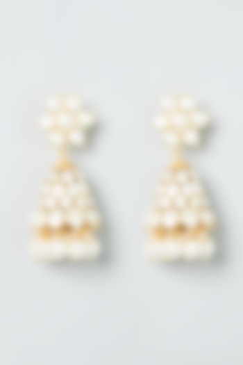 Gold Finish Jhumka Earrings by Preeti Mohan