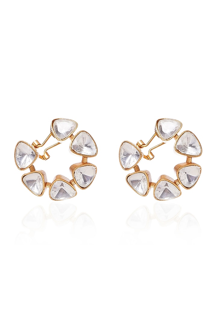 Gold Plated Rhodolite Stone Stud Earrings by Preeti Mohan at Pernia's Pop Up Shop