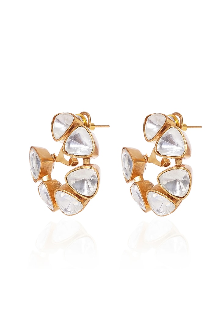 Gold Plated Rhodolite Stone Stud Earrings by Preeti Mohan at Pernia's Pop Up Shop
