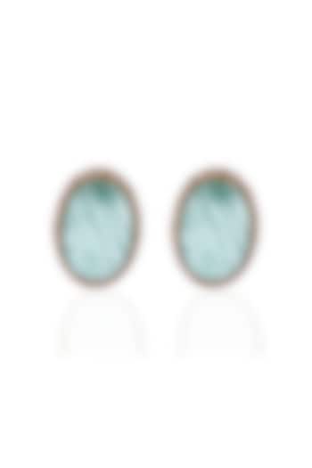 Gold Plated Jade Mint Stone Stud Earrings by Preeti Mohan at Pernia's Pop Up Shop
