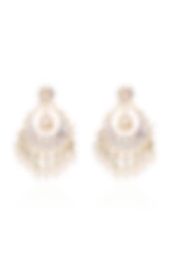 Gold Plated Pearl & Green Onyx Chandbali Earrings by Preeti Mohan at Pernia's Pop Up Shop
